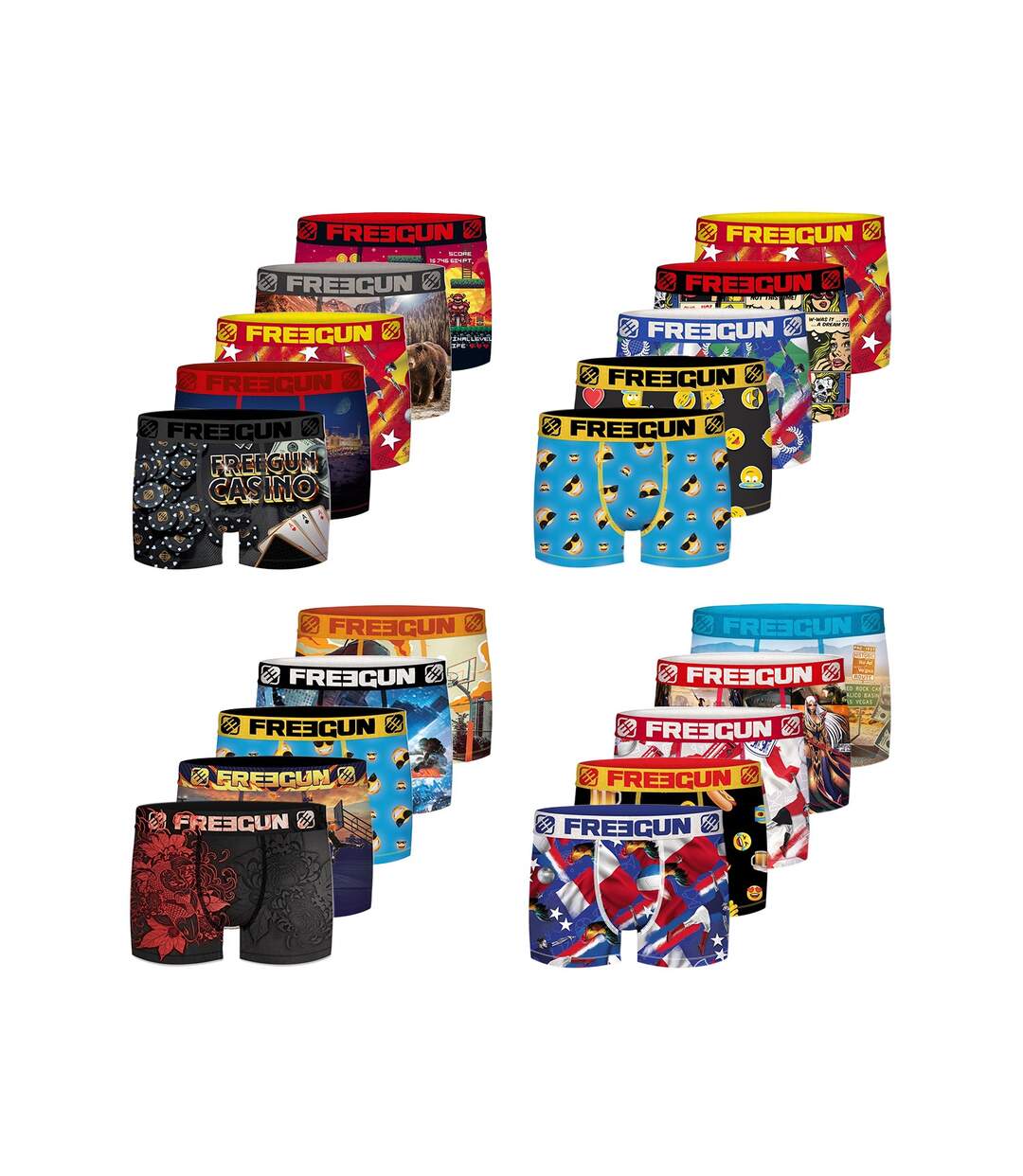 Pack Surprise de 5 Boxers microfibre homme Freegun