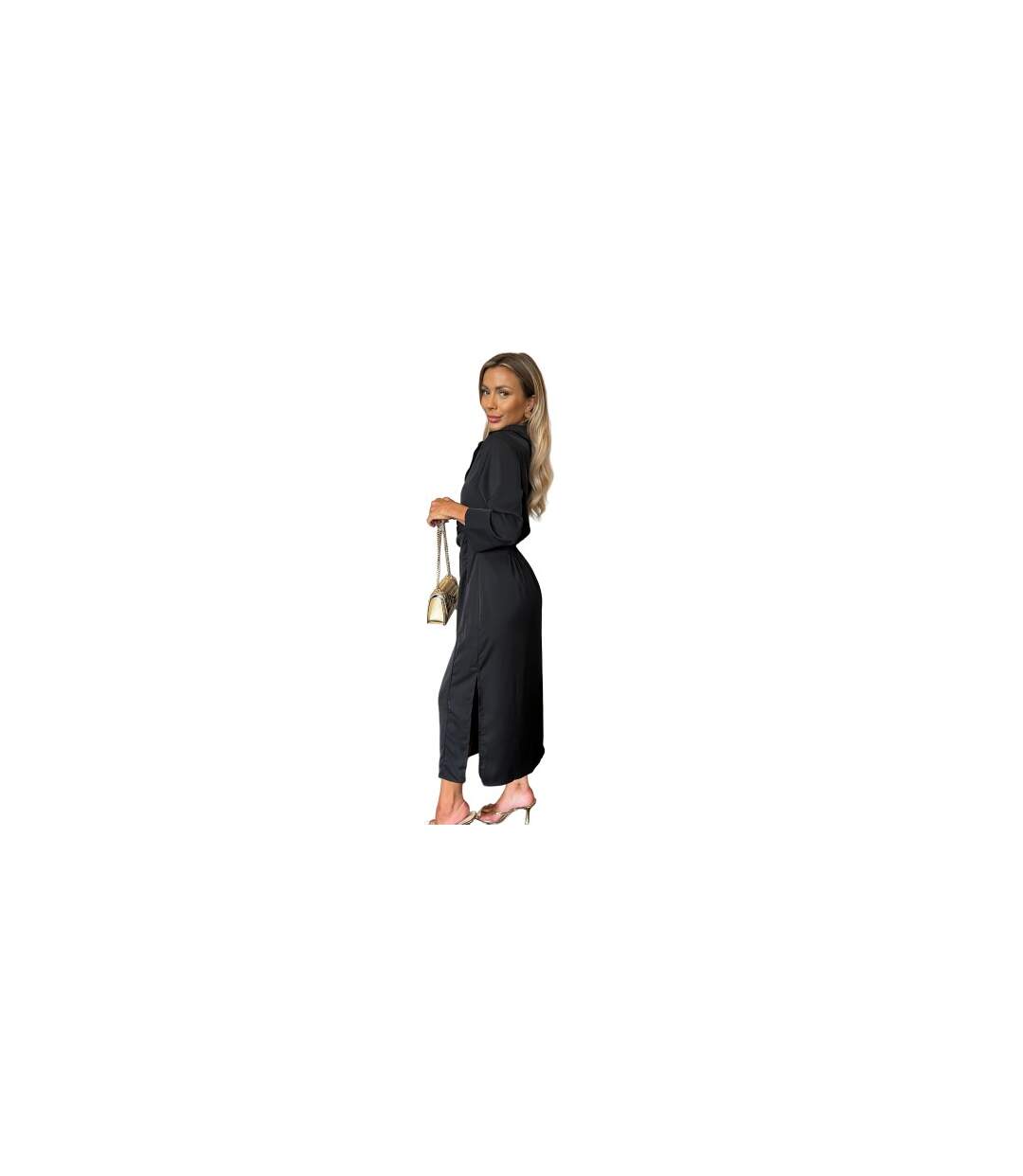Robe Chemisier Mi-longue Femme Noir AX Paris-1