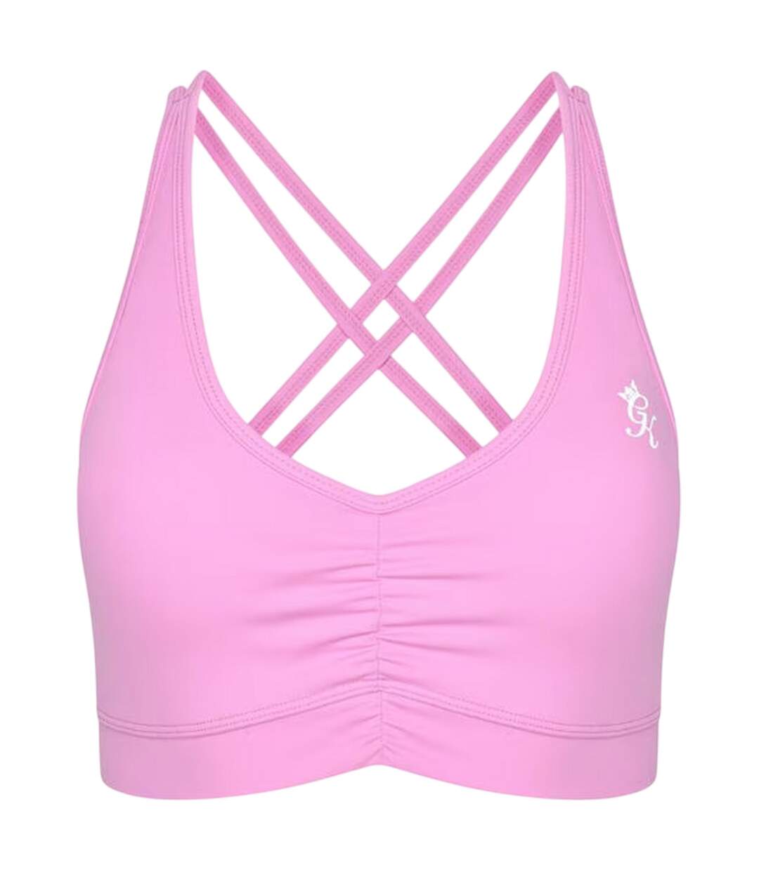 Brassière De Sport Motif/style Entrecroisé Scrunch Femme Rose Gym King-2