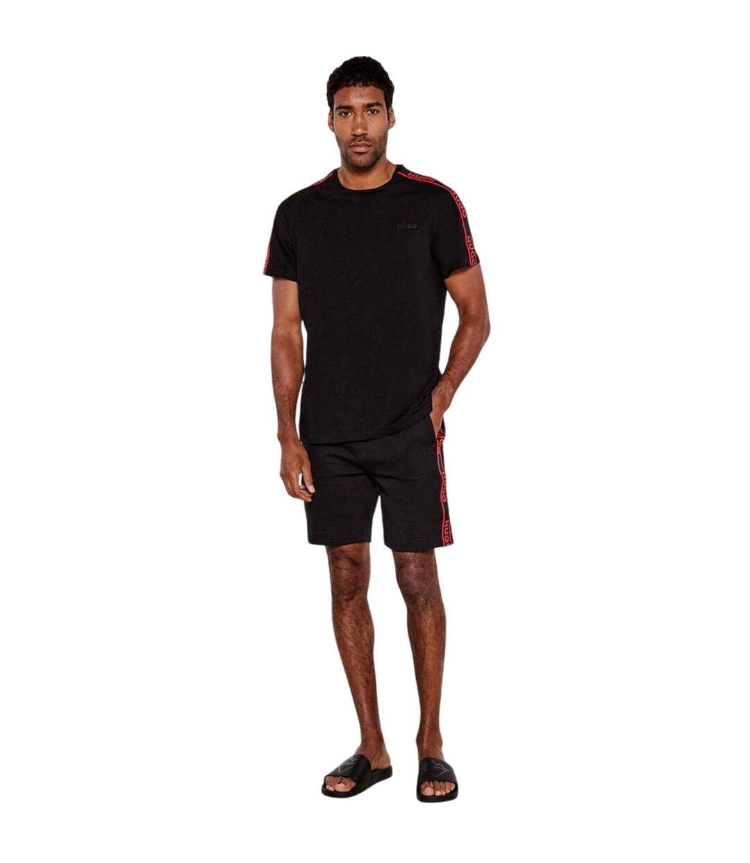 Mens Logo Taped T-shirt Black Hugo-4