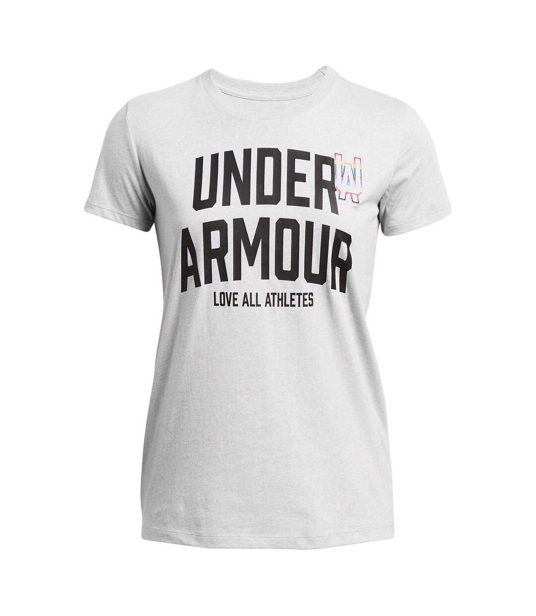 Womens/ladies Pride Embroidered Crew Neck T-shirt Grey Under Armour-2