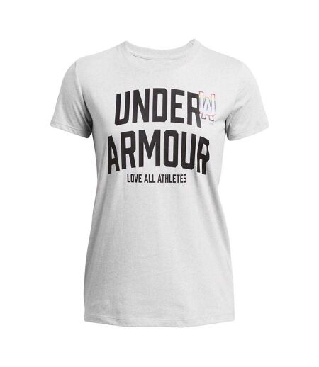 Womens/ladies Pride Embroidered Crew Neck T-shirt Grey Under Armour