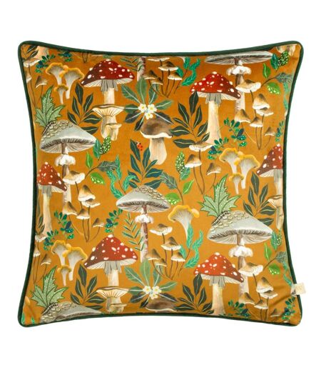 Wild garden piped velvet mushroom cushion cover 43cm x 43cm multicoloured Wylder