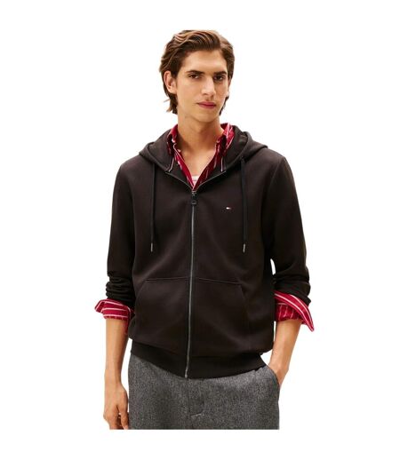 Mens Regular Long-sleeved Full Zip Hoodie Black Tommy Hilfiger