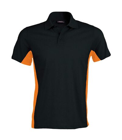 Kariban Mens Short Sleeve Flag Polo Shirt (Dual Colour) (Black/Orange) - UTRW704