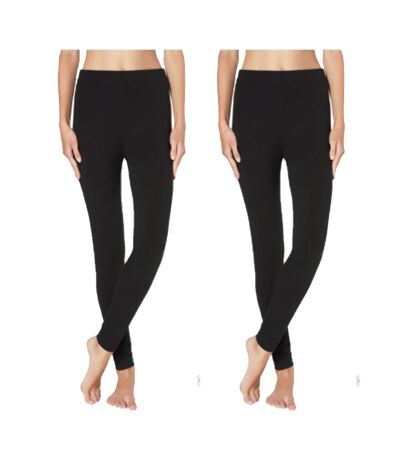 Collant Femme Confort et Qualité INFINITIF Pack de 2 Leggings Thermo Polaire Noir