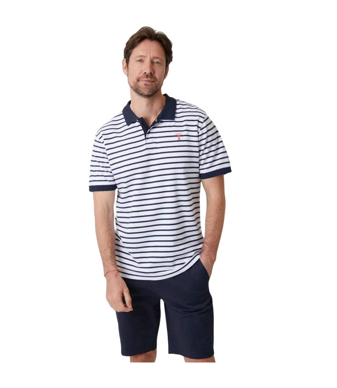 Polo Motif/style À Rayures Crail Homme Bleu Marine Blanc Saltwell-2