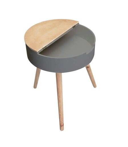 Table d'appoint coffre en MDF - Diam. 45 cm - Gris et Beige