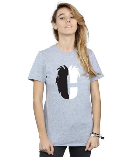 Disney - T-shirt ALPHABET C IS FOR CRUELLA DE VIL - Femme (Gris chiné) - UTBI16843