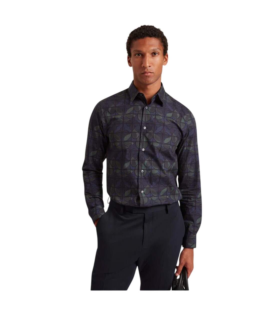 Chemise Manches Longues Motif/style Floral Homme Bleu Marine Ted Baker-4