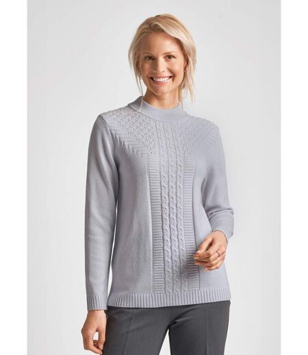 Pull doux torsades côtes strass col montant