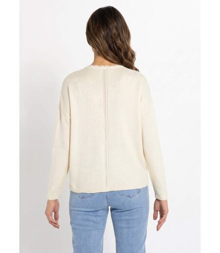 Gilet boutonné col V ajouré et macramé