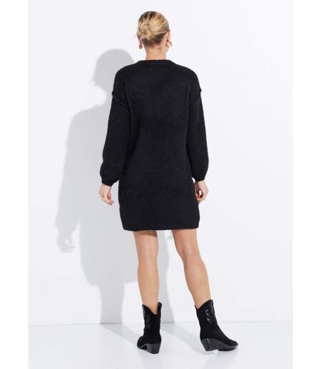 Robe pull courte en maille, col rond