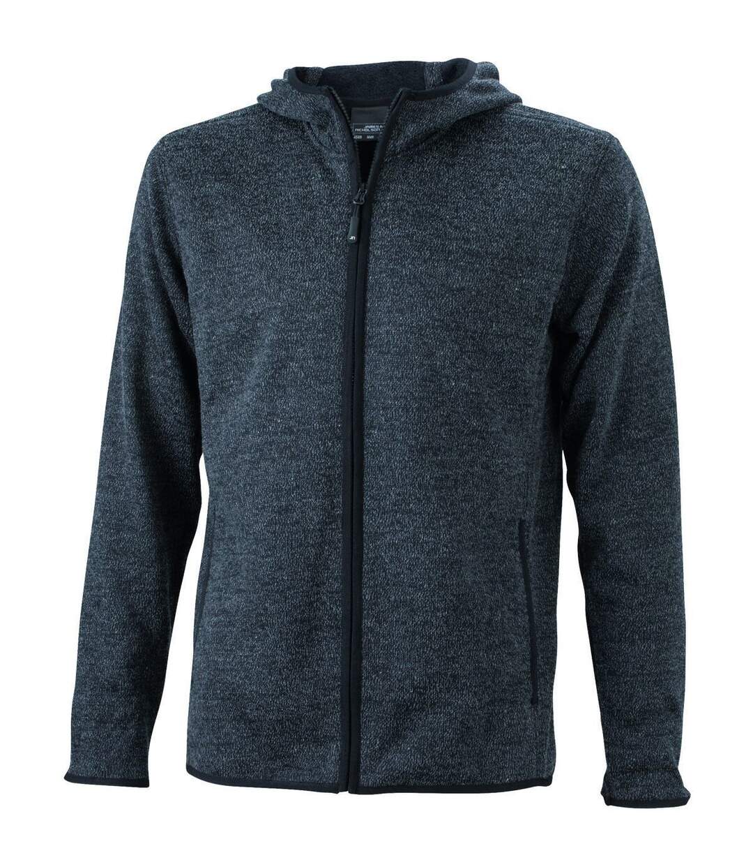 Veste tricot polaire à capuche HOMME- JN589 - noir chiné