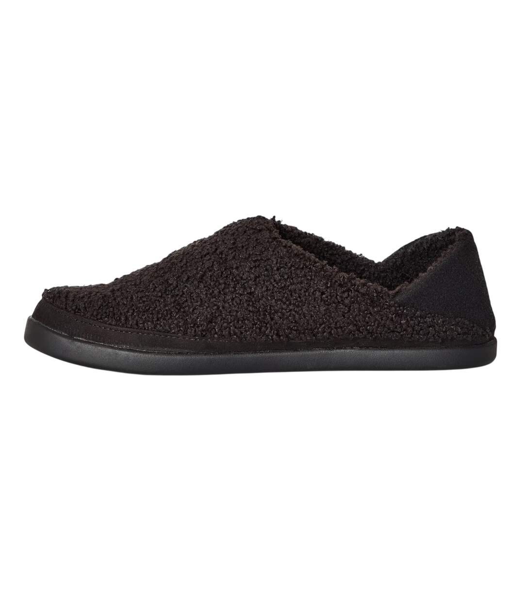Womens/ladies Faux Shearling Flat Slippers Black Toms-2