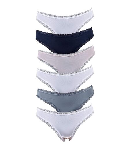 Culottes Femme INFINITIF Confort Qualité supérieure -Boxer, Shorty, String Culottes ceinture dentelle fine Pack de 6 en Microfibre