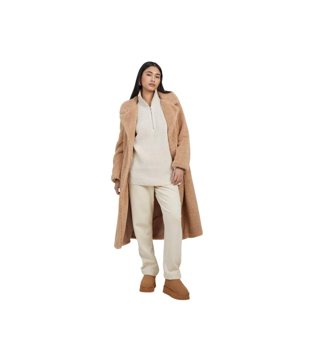 Pull Motif/style Pêcheur Femme Beige Gris Brave Soul-4