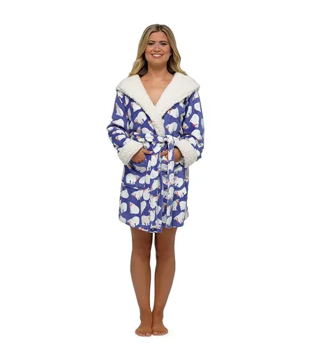 Robe De Chambre Motif/style Ours Polaire Femme Blanc Bleu Keanu