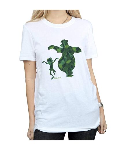 Disney Womens/Ladies The Jungle Book Mowgli And Baloo Dance Cotton Boyfriend T-Shirt (Blanc) - UTBI28328