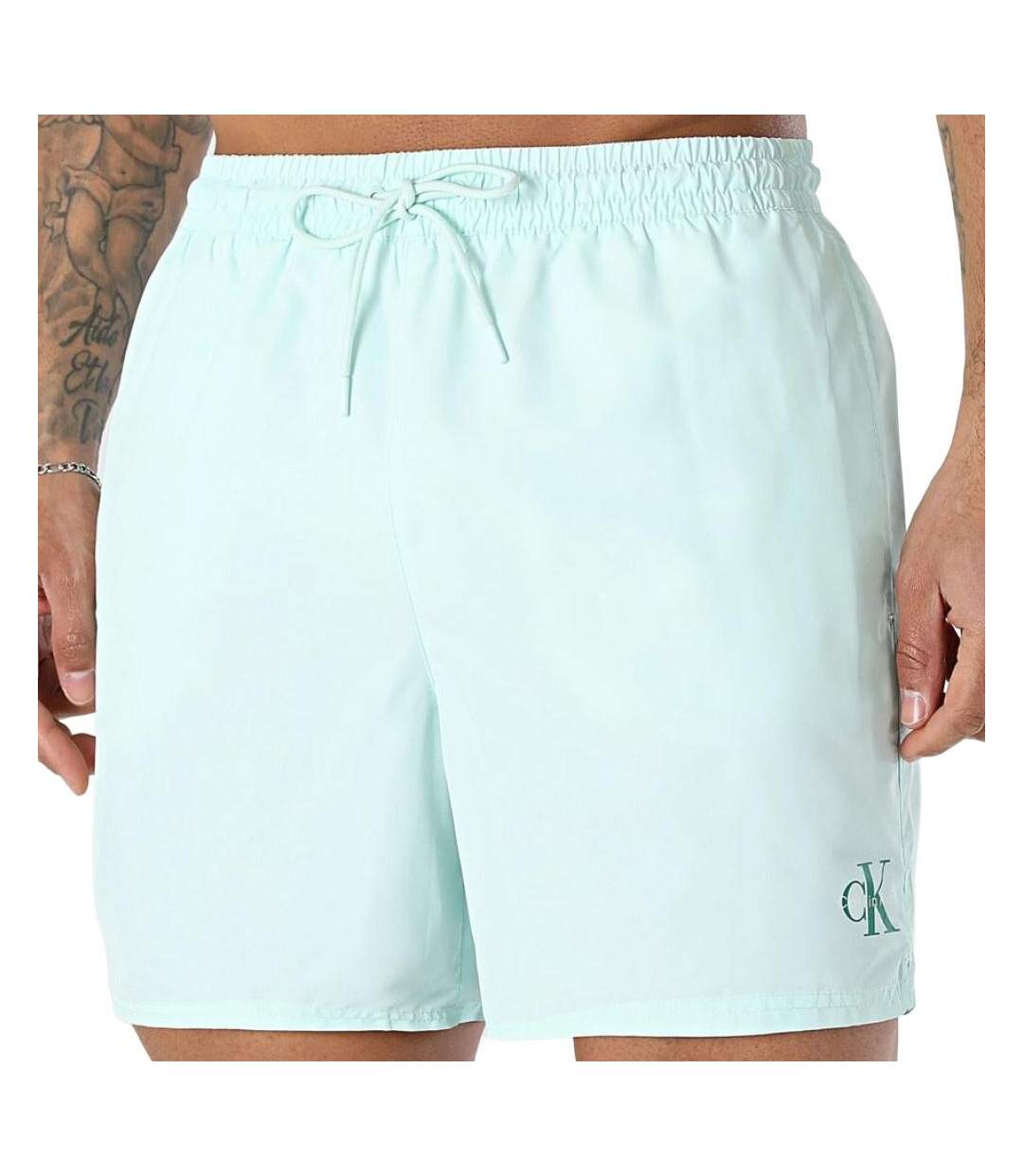Short de bain vert homme calvin klein jeans drawstrings-1