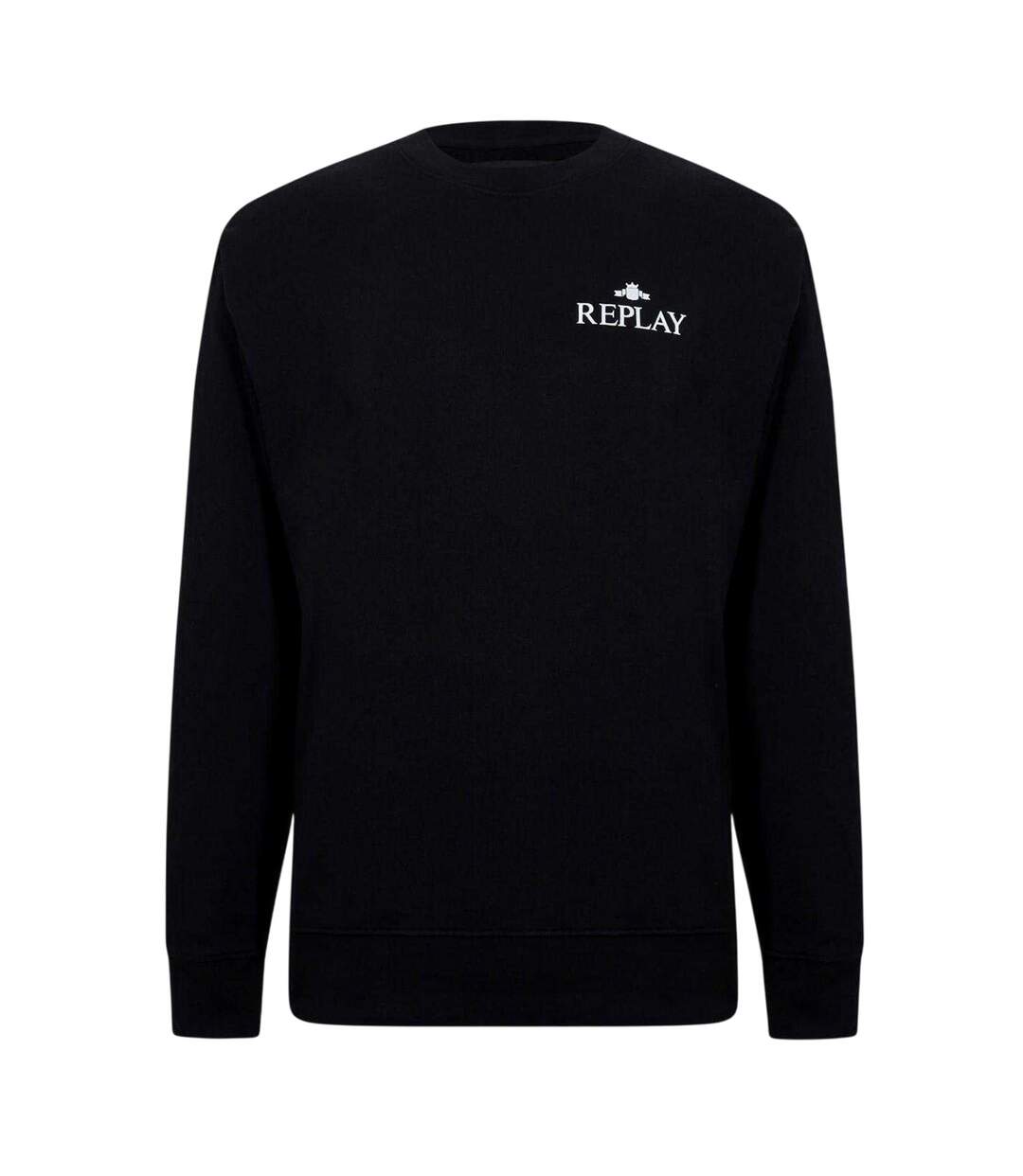 Mens Logo Crew Neck Sweatshirt Black Replay-2