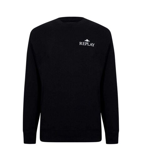 Mens Logo Crew Neck Sweatshirt Black Replay