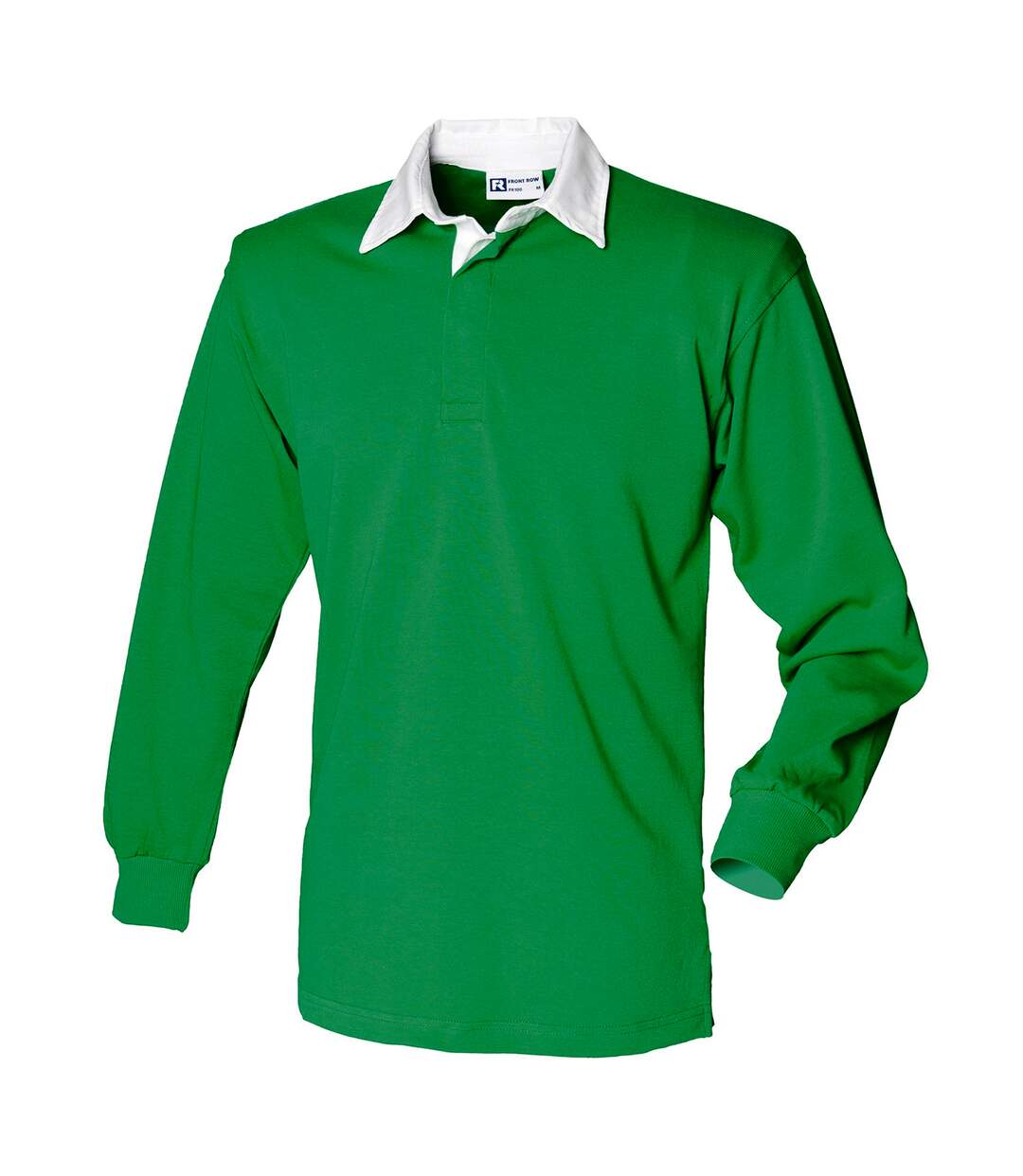 Polo de rugby a manches longues homme vert vif / blanc Front Row Front Row