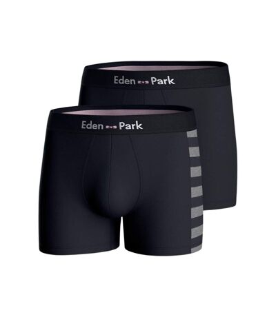 EDEN PARK Lot de 2 Boxers Homme Coton DUOSTRIP Gris chiné foncé Marine