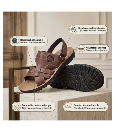 OZABI Sandales Homme Confort Semelle Souple Antiderapante Scratch 39-45