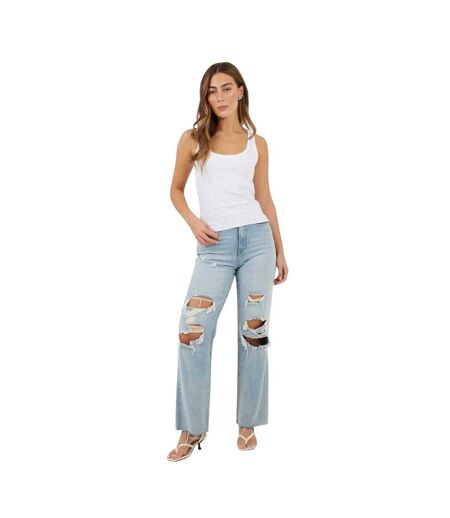 Jean Motif/style Usé Femme Bleu Pâle Brave Soul