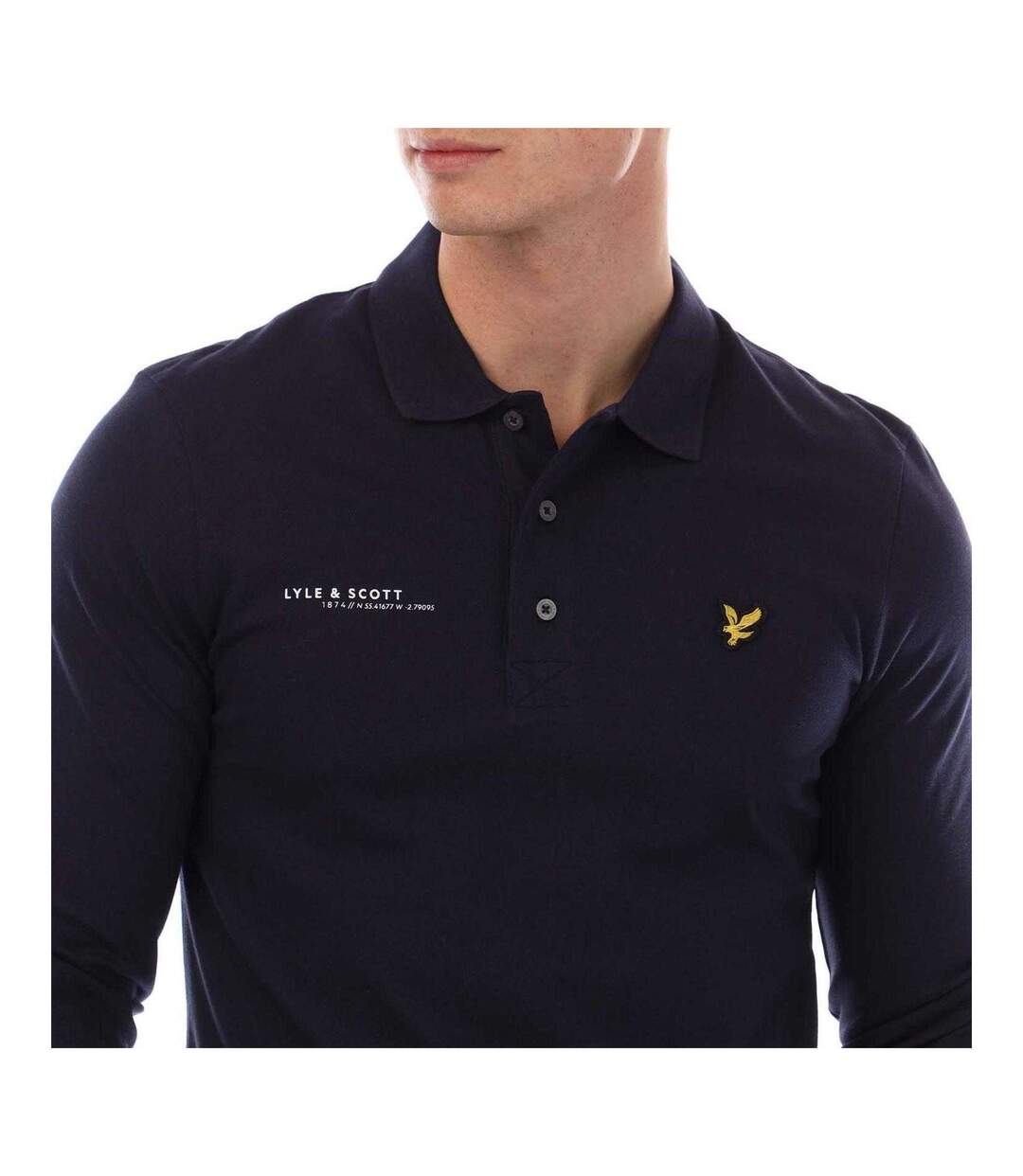 Polo Manches Longues Motif/style Imprimé Ordinate Homme Bleu Marine Imprimé Lyle & Scott-4
