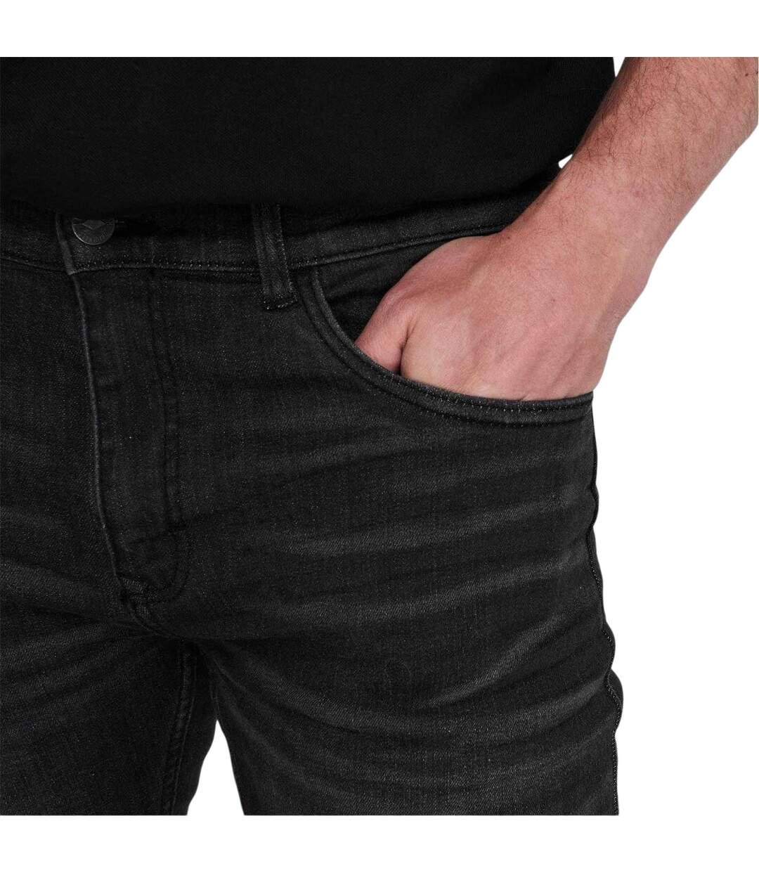 Mens Denim Plain Slim Jeans Black Lee Cooper-4