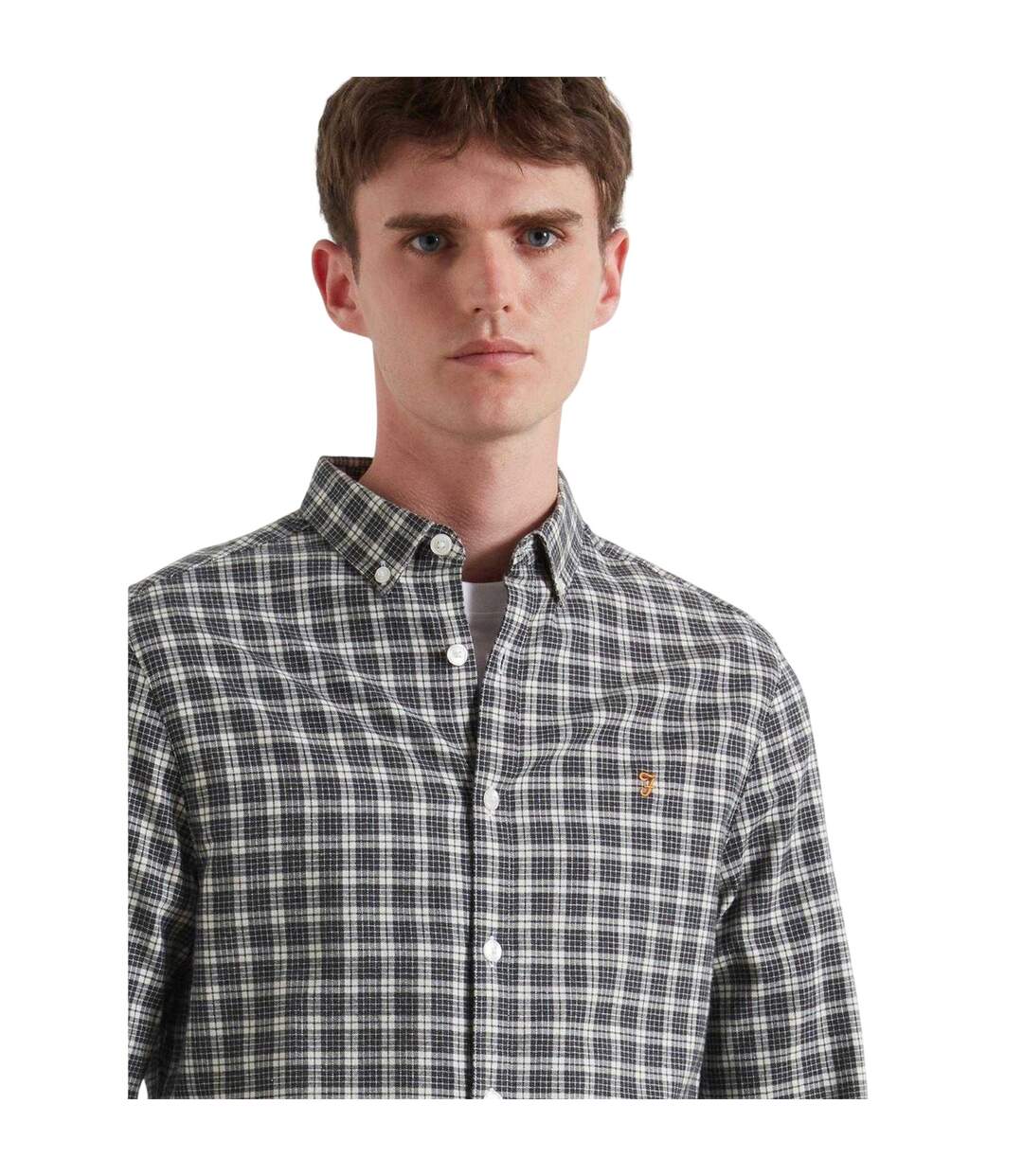 Chemise Motif/style À Carreaux Milners Homme Charbon Chiné Farah-4