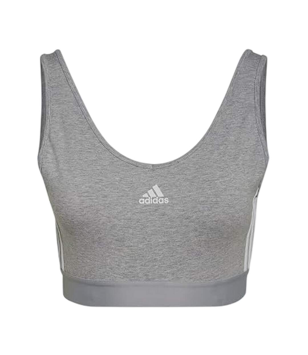Haut Court Motif/style 3 Rayures Femme Gris Chiné Adidas-2