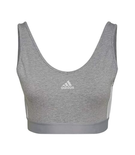 Haut Court Motif/style 3 Rayures Femme Gris Chiné Adidas