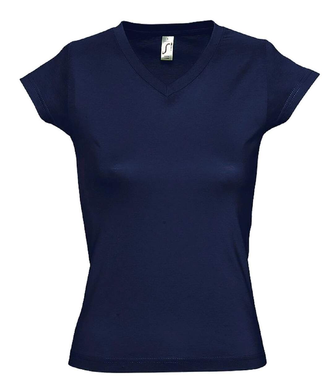 T-shirt manches courtes col V - Femme - 11388 - bleu marine