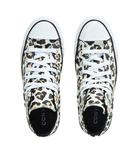 Womens/ladies Chuck Classic Leopard Print High Top Trainers White Black Converse