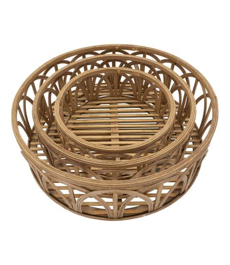 Lot de 3 Plateaux Décoratifs en Rotin Fuji 50cm Naturel