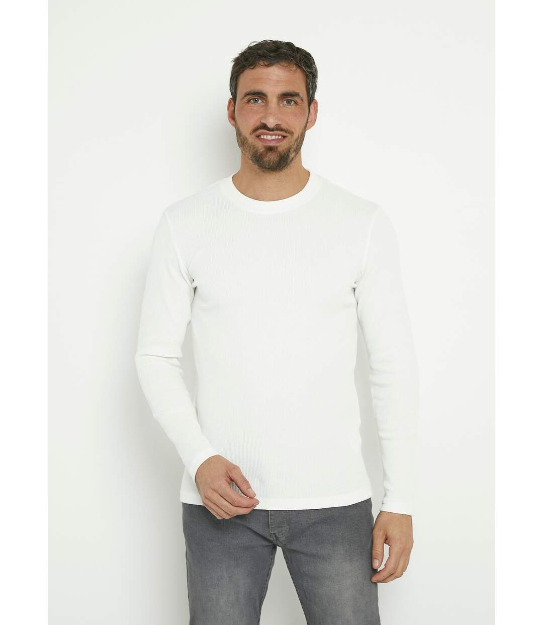 T-shirt col rond maille texturée épaisse-1