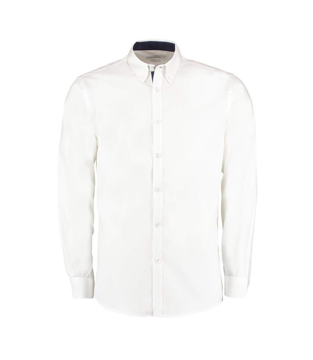 Chemise À Manches Longues Homme Blanc Bleu Marine Kustom Kit-2