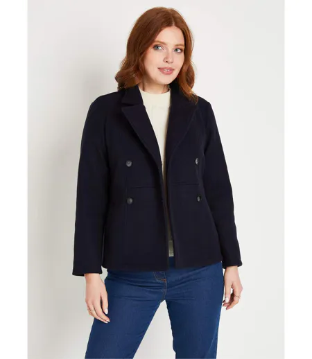 Manteau caban court double boutonnage