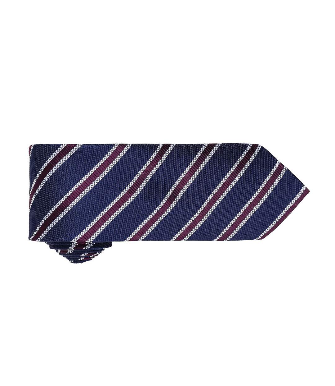 Cravate Rayée Et Gaufrée Homme Taille Unique Bleu Marine Aubergine Premier-2