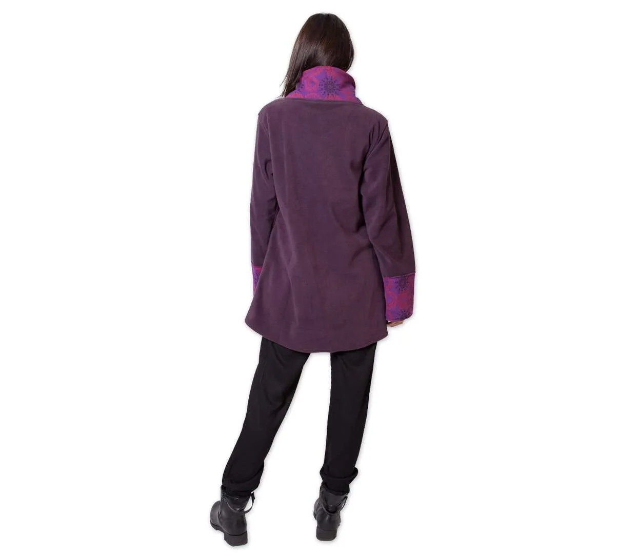 Veste polaire brodée HUDSON mandala violet Coton Du Monde-4