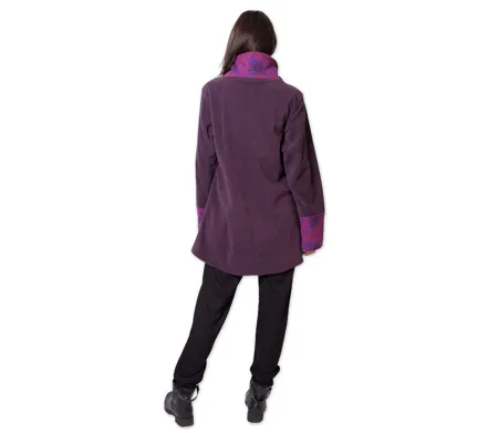 Veste polaire brodée HUDSON mandala violet Coton Du Monde