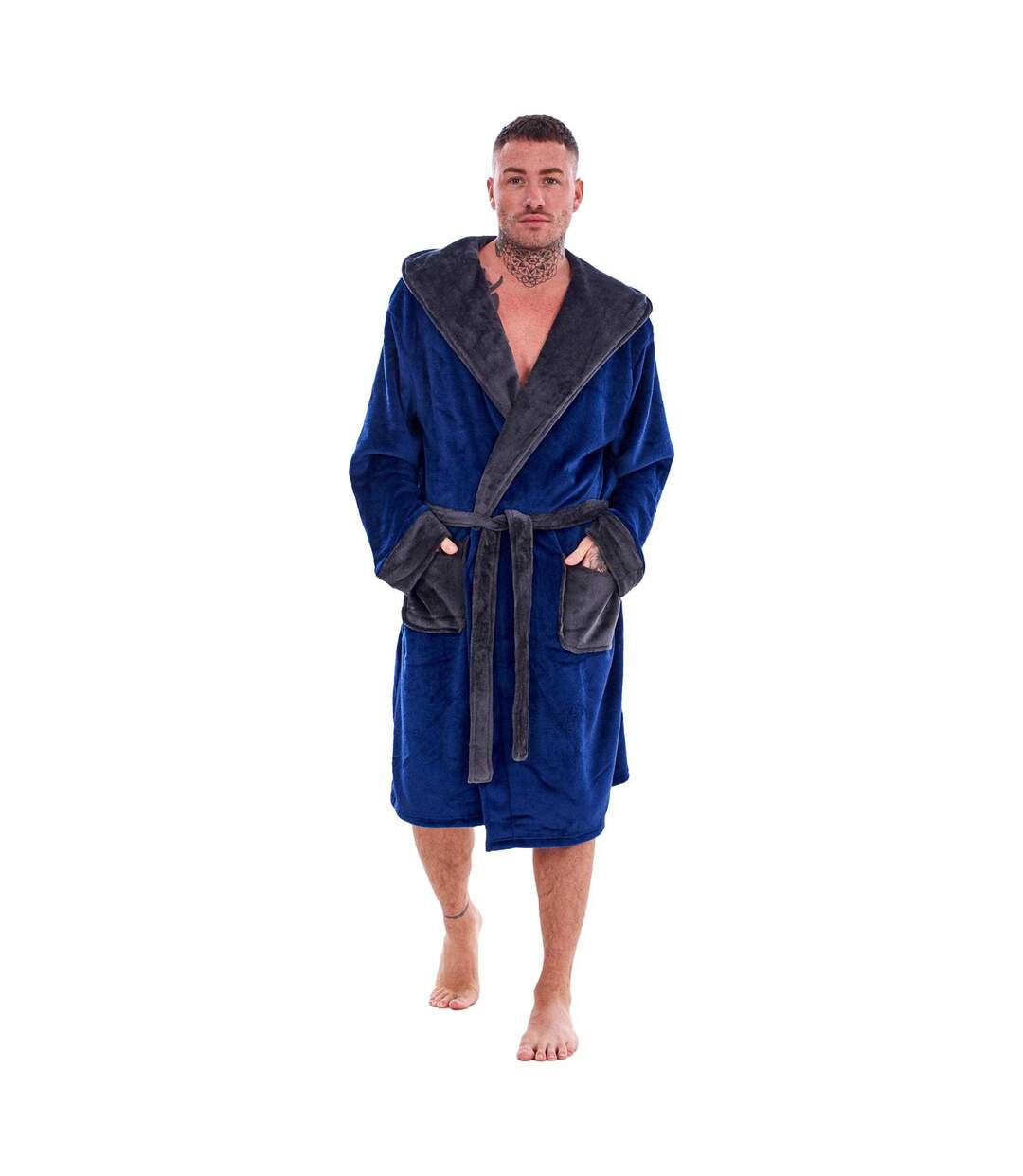 Robe De Chambre Homme Bleu Marine Charbon Keanu-4