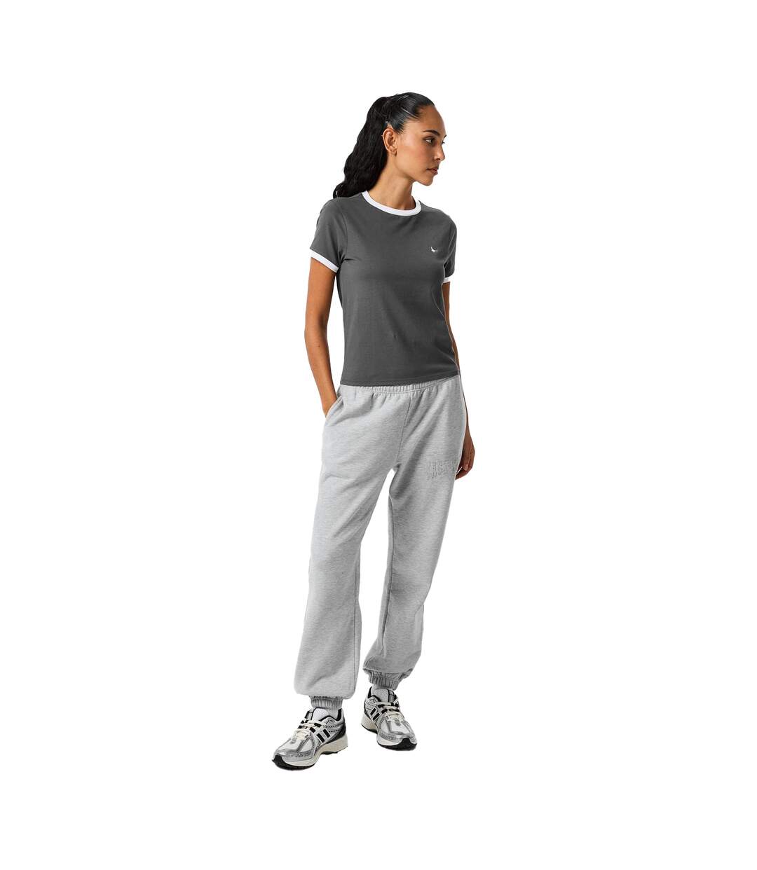 Womens/ladies Trinkey Ringer T-shirt Grey Jack Wills-1