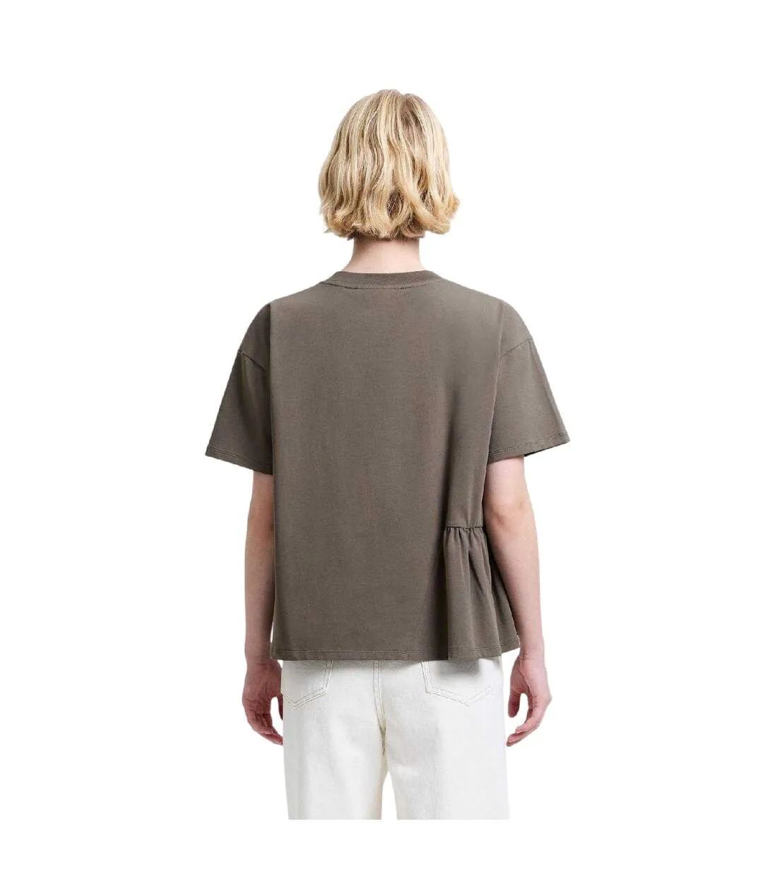 T-shirt Motif/style Asymétrique Femme Kaki French Connection-3