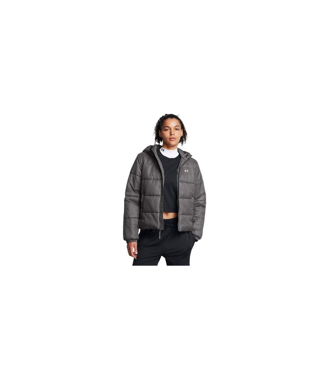 Womens/ladies Quilted Lightweight Tailored Puffer Jacket Grey Under Armour-1