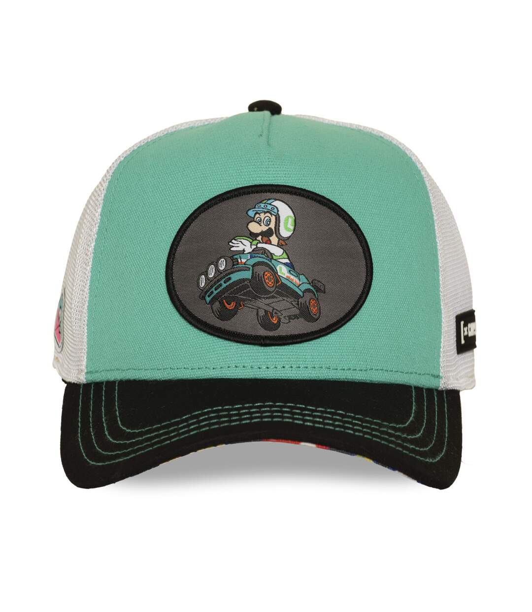 Casquette trucker premium avec filet et patch Mario Kart Luigi Capslab-2