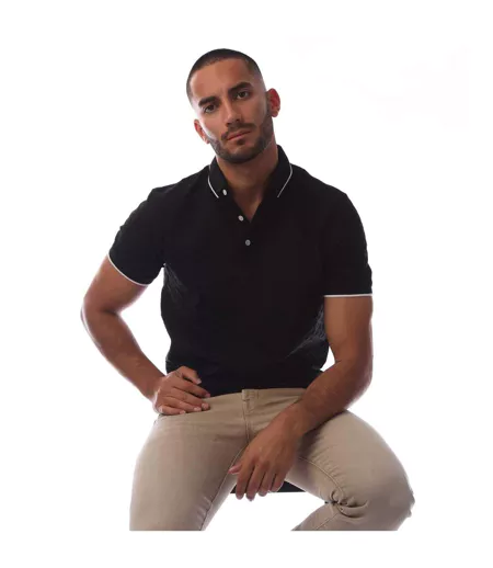 Mens Eagle Jacquard Polo Shirt Black Emporio Armani